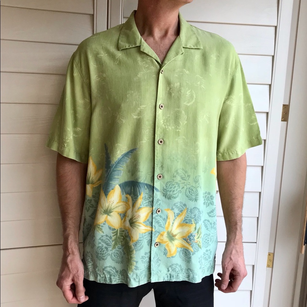 Green 100% Silk Tommy Bahama Shirt